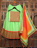 Navratri Special Green Printed Lehenga Choli with Dupatta Set