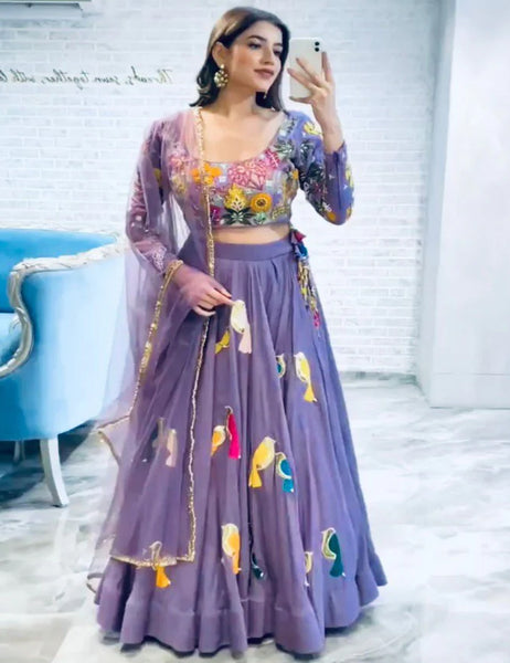 Lilac Party Wear Lehenga Choli