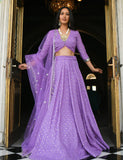 Purple Faux Georgette Semi Stitched Lehenga