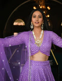 Purple Faux Georgette Semi Stitched Lehenga