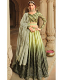 Pista Color Art Silk Lehenga in Light Green and Olive Green