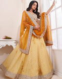 Yellow Georgette Floral Laddi Motif Lehenga Choli