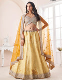 Yellow Georgette Floral Laddi Motif Lehenga Choli