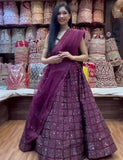 Purpal Velvet Lehenga Choli