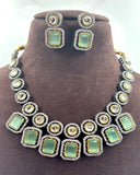 Silver/Green Kundan Jadau Necklace with Earrings