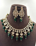Golden/Green Kundan Jadau Necklace with Earrings