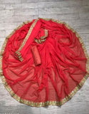 Janhvi kapoor Pink Zari Embroidery work Georgette Saree