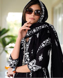 Embroidered Cotton Pakistani Suit in Black