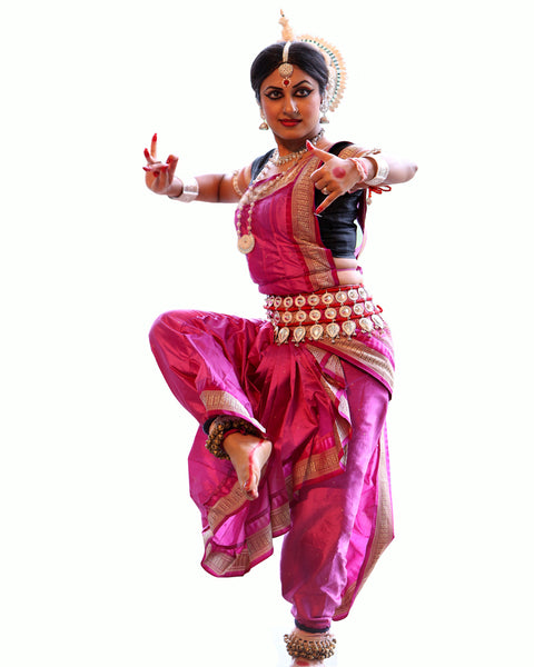 Pink & Golden Dress Andhra Natyam Dance Dress