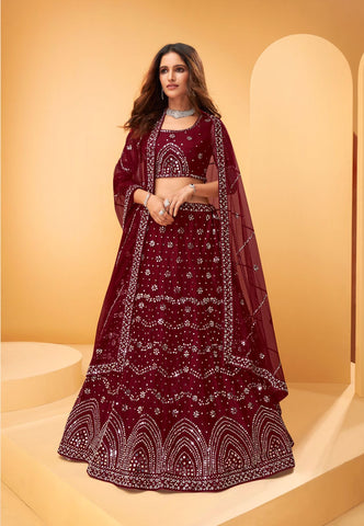 Maroon Wedding Lehenga