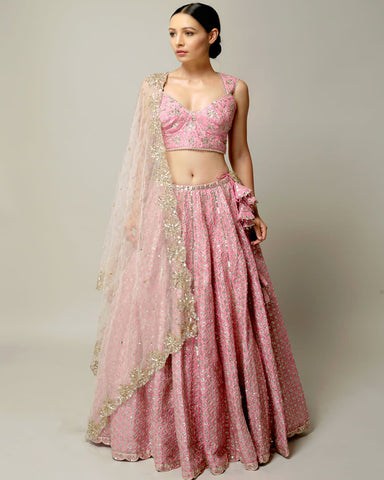 Designer Party Wear Light Pink Lehenga