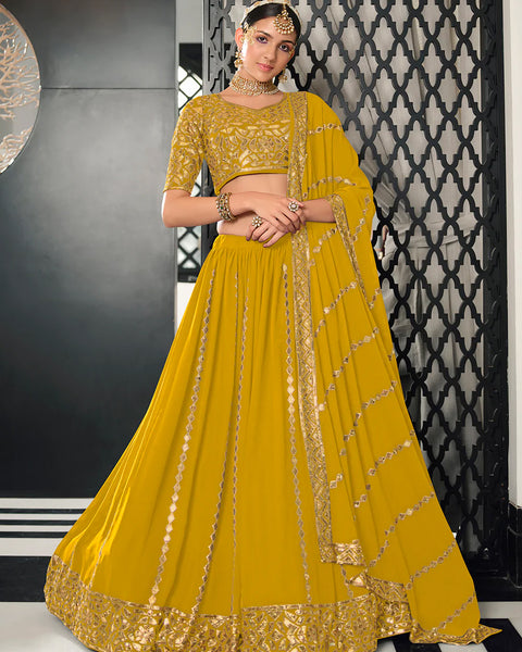 Designer Party Wear Yellow Color lehenga choli