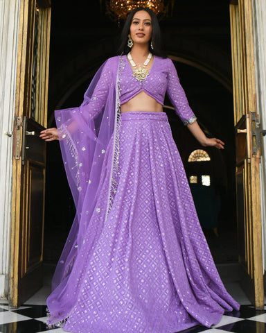 Designer Party Wear Lavender Color Lehenga