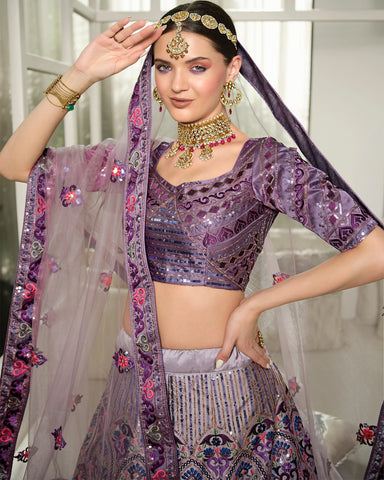 Designer Dusty Purple Color Lehenga Choli