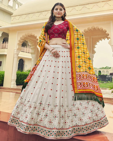 White Color Designer Embroidered Sequince Work Lehenga Choli