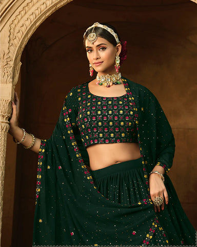 Designer Green Color Lehenga Choli For Wedding Occasion