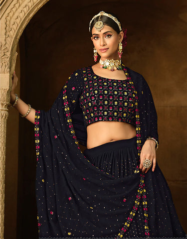 Blue Color Lehenga Choli For Wedding Occasion