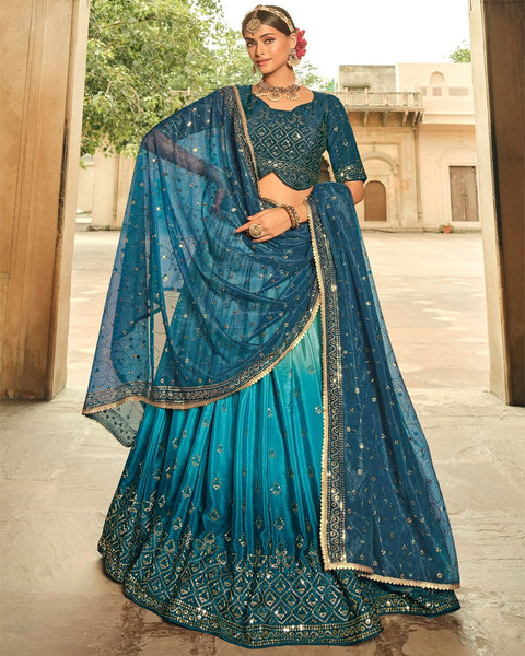 Beautiful Blue Color Lehenga Choli For Wedding