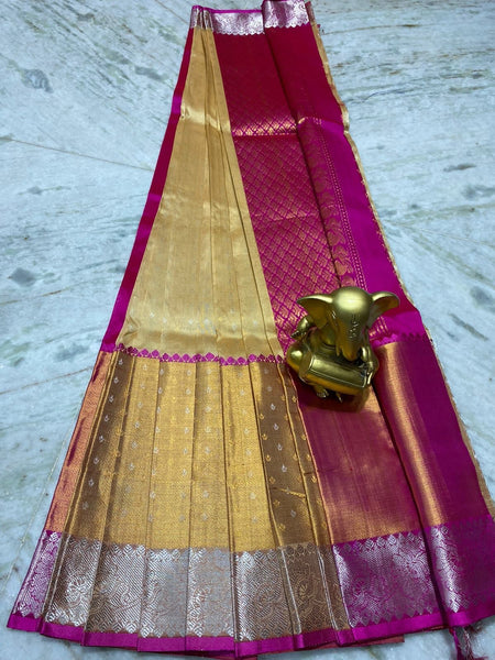 Pink & Golden Color Pure kuppatam pattu Silk Saree