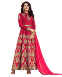 Party Wear Red Taffta Silk Salwar Suit