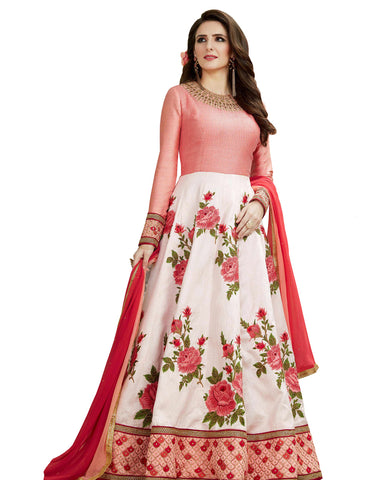 Party Wear white Silk Salwar Suit
