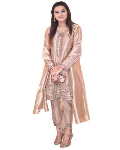 Coco Color Embroidered Tissue Silk Palazzo Suit Design