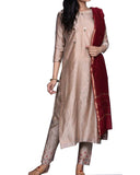 Light Brown Color Embroidered Silk Palazzo Suit Design