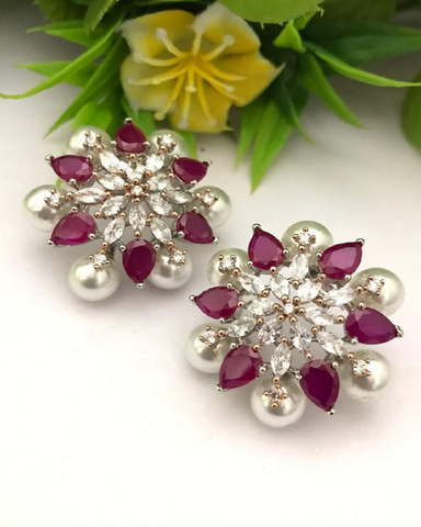 Beautiful White and Purple Color Earrings for Special Occasion