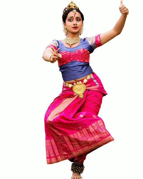 Blue & Pink Bhatatnatyam Dance Dress