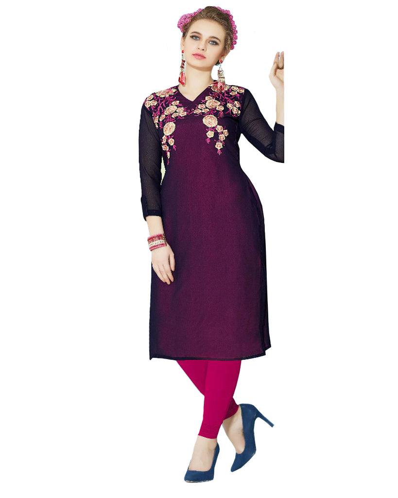 Buy online Purple Colored A-line Kurta from Kurta Kurtis for Women by  Kezika for ₹600 at 76% off | 2024 Limeroad.com