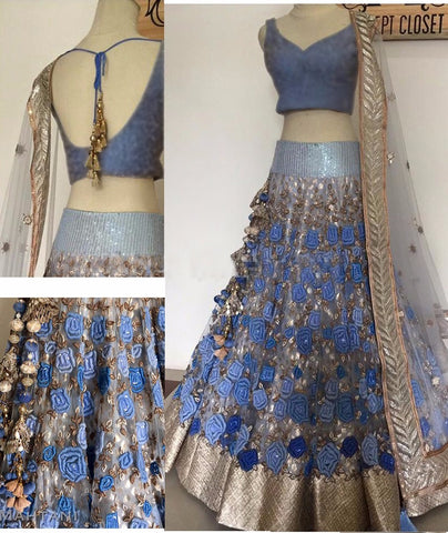 Party Wear Blue Lehenga