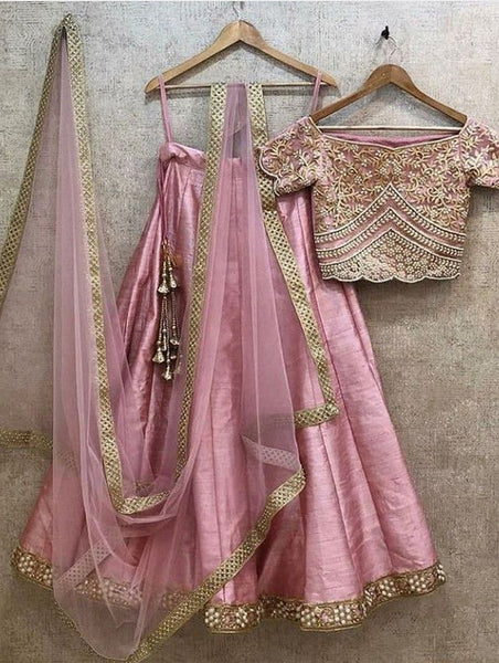 Pink Designer Silk Lehenga