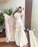 Charming White and Pink Color Fox Georgette Designer Salwar Suit