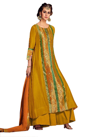 Designer Yellow Palazzo Suit