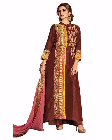 Designer Brown Palazzo Suit