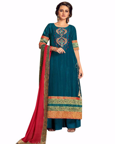 Designer Blue Palazzo Suit