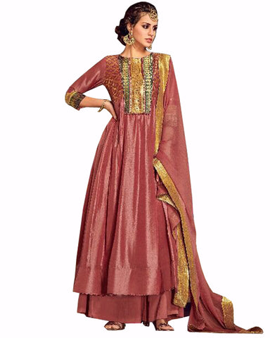 Designer Peach Palazzo Suit