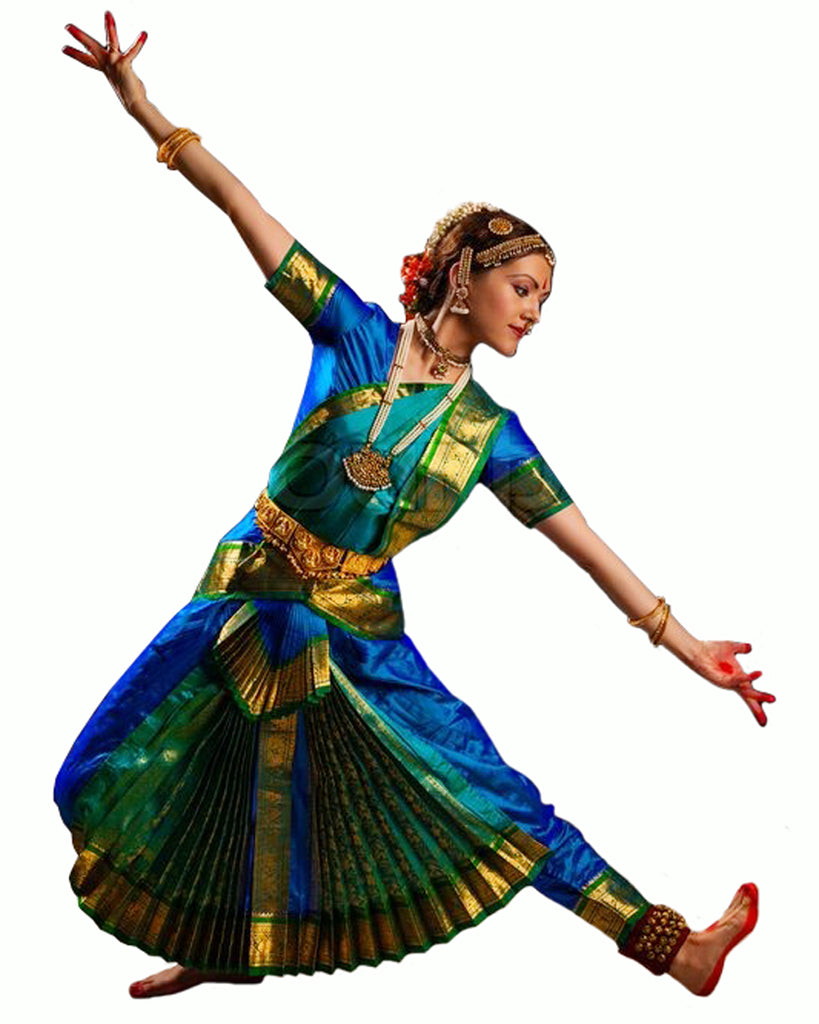Royal Blue & Green Bharatnatyam Dance Dress Royal Blue & Green Bharatnatyam Dance Dress