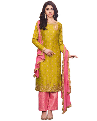 Pink & Green Designer Palazzo Suit