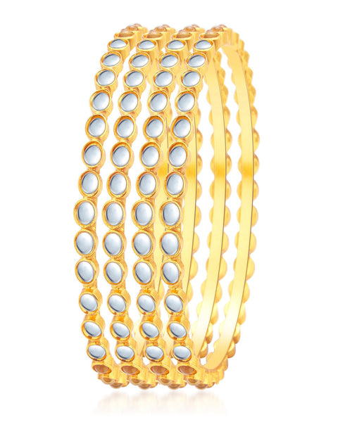 Delightly Gold Plated Kundan Bangle For Women