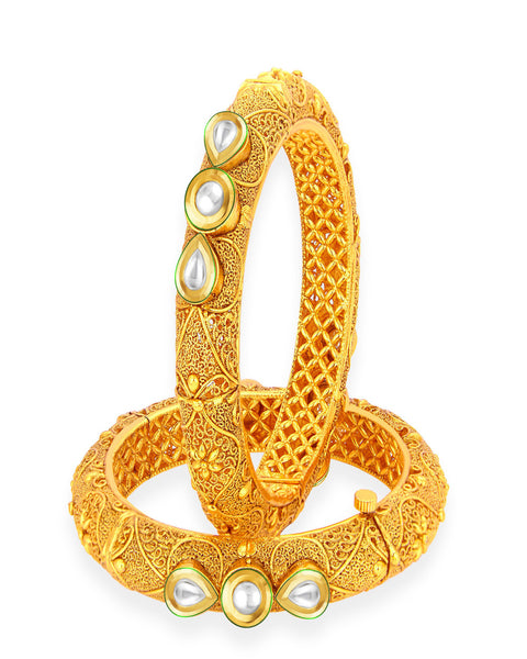 Stunning Gold Plated Kundan Bangle For Women