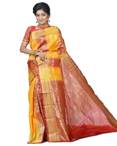 Red & Yellow Kanjivarm Silk Saree