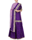 Purple Embroidered Palazzo hand work Suit Design