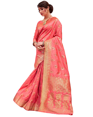 Peach Color Banarsi Saree