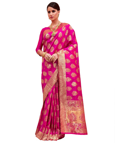 Magenta Color Banarsi Saree