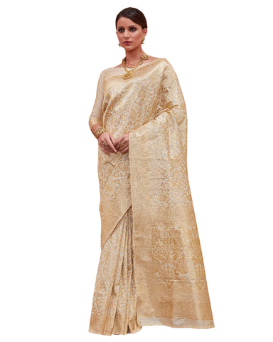 Cream Color Banarsi Saree