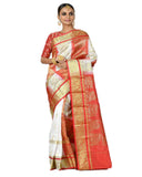 Red & White Kanjivarm Silk Saree