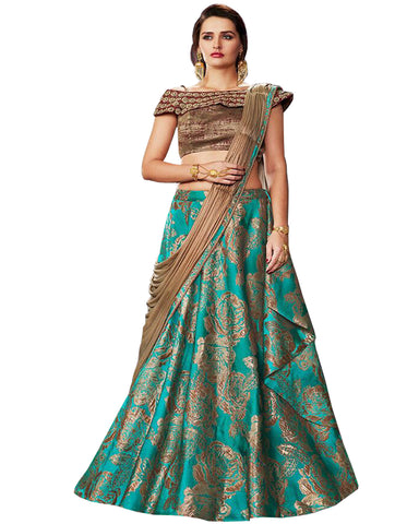 Designer sea green lahenga