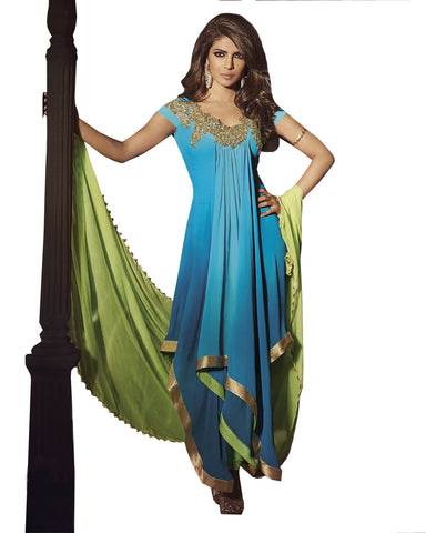 Bollywood Priyanka Pink/Black Anarkali Suit