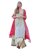 Pista Color Chikankari With Gotta Patti Pure Georgette Suit with Bandhani Dupatta